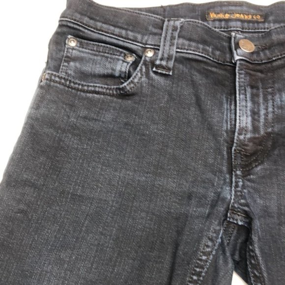 MADE IN ITALY 🇮🇹 BLACKWASH NUDIE TIGHT LONG JOHN SKINNY JEANS 28x34 🇮🇹 - Picture 4 of 13